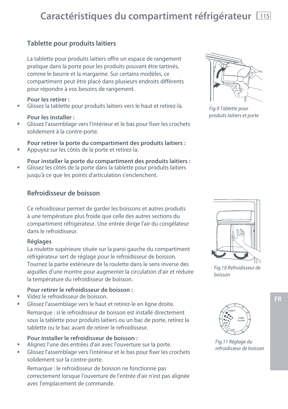 Caractéristiques du compartiment réfrigérateur | Fisher & Paykel RX256 User Manual | Page 117 / 148