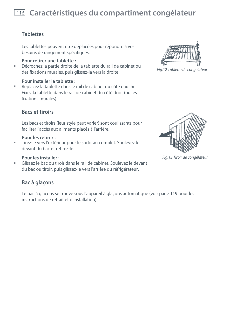 Caractéristiques du compartiment congélateur | Fisher & Paykel RX256 User Manual | Page 118 / 148