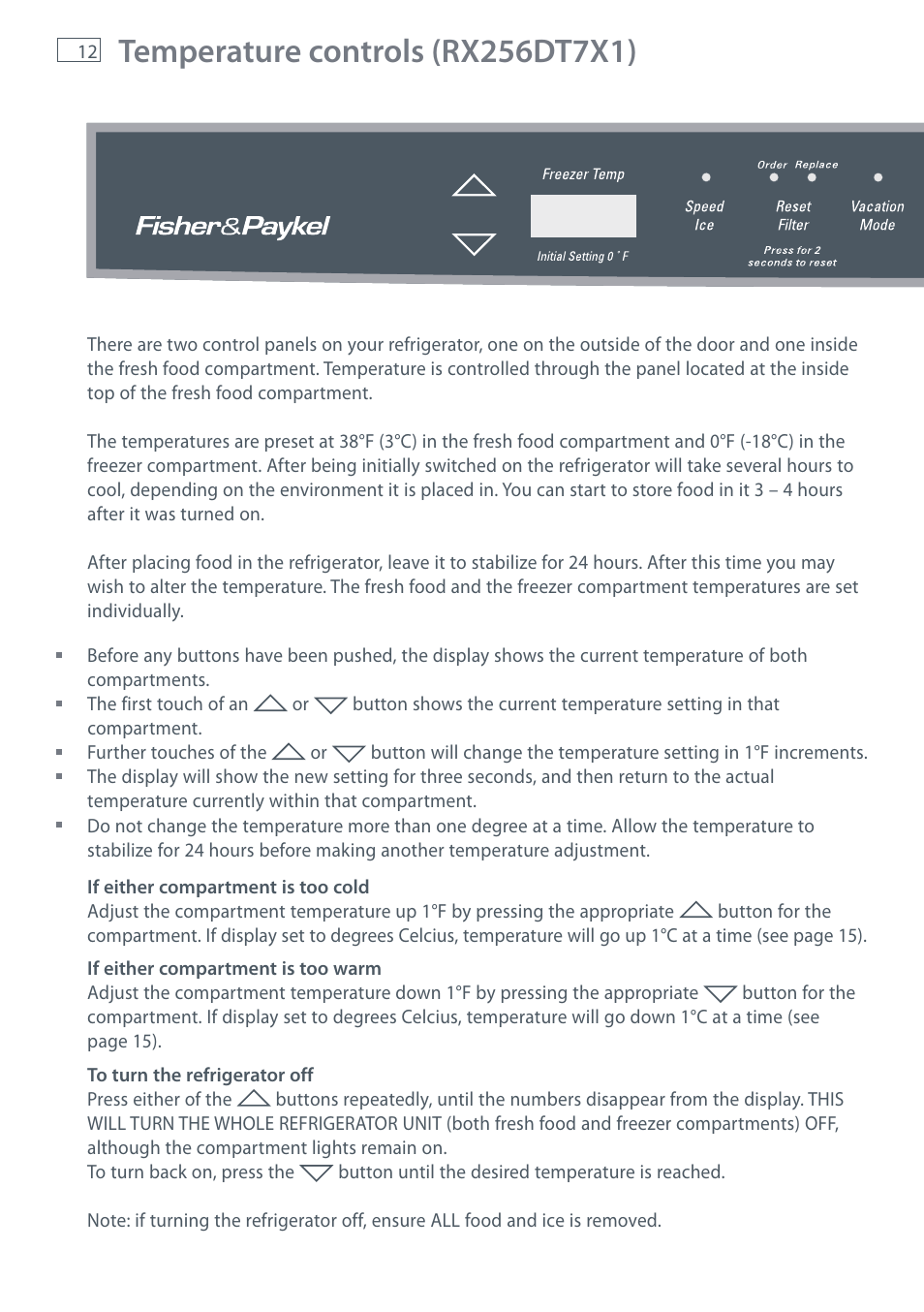 Fisher & Paykel RX256 User Manual | Page 14 / 148