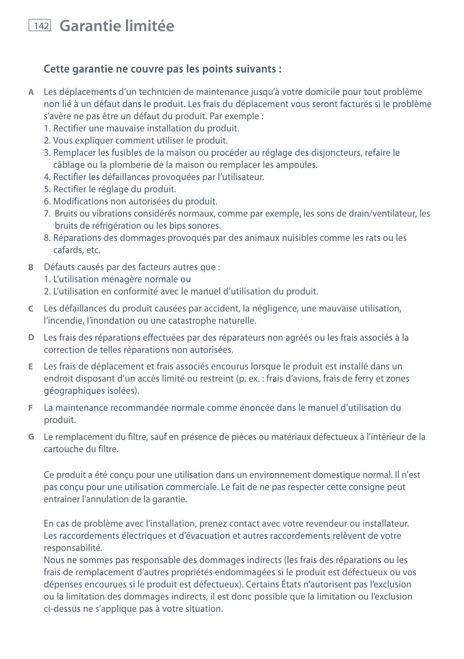 Garantie limitée | Fisher & Paykel RX256 User Manual | Page 144 / 148