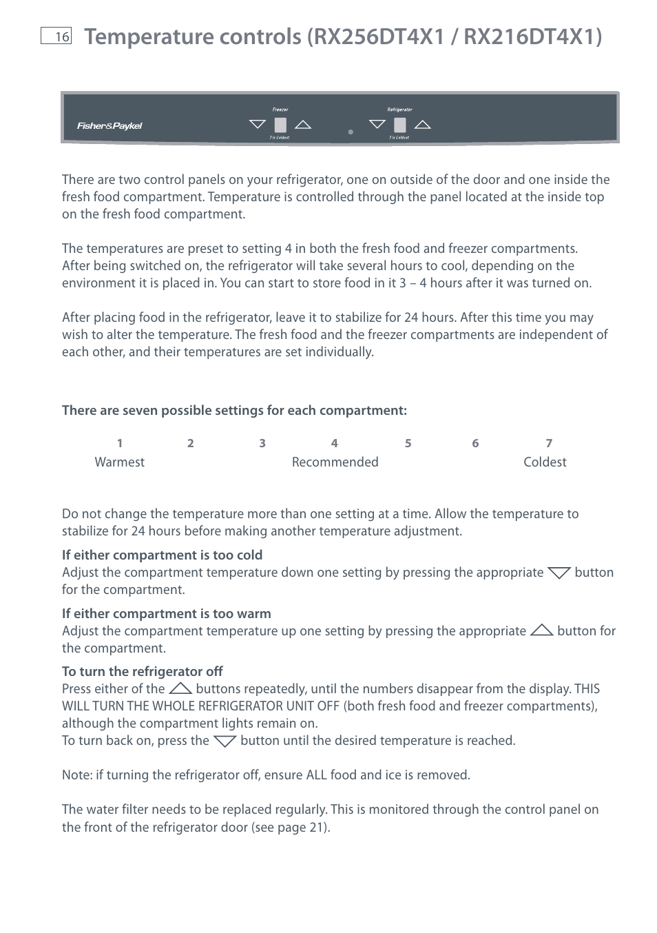 Fisher & Paykel RX256 User Manual | Page 18 / 148