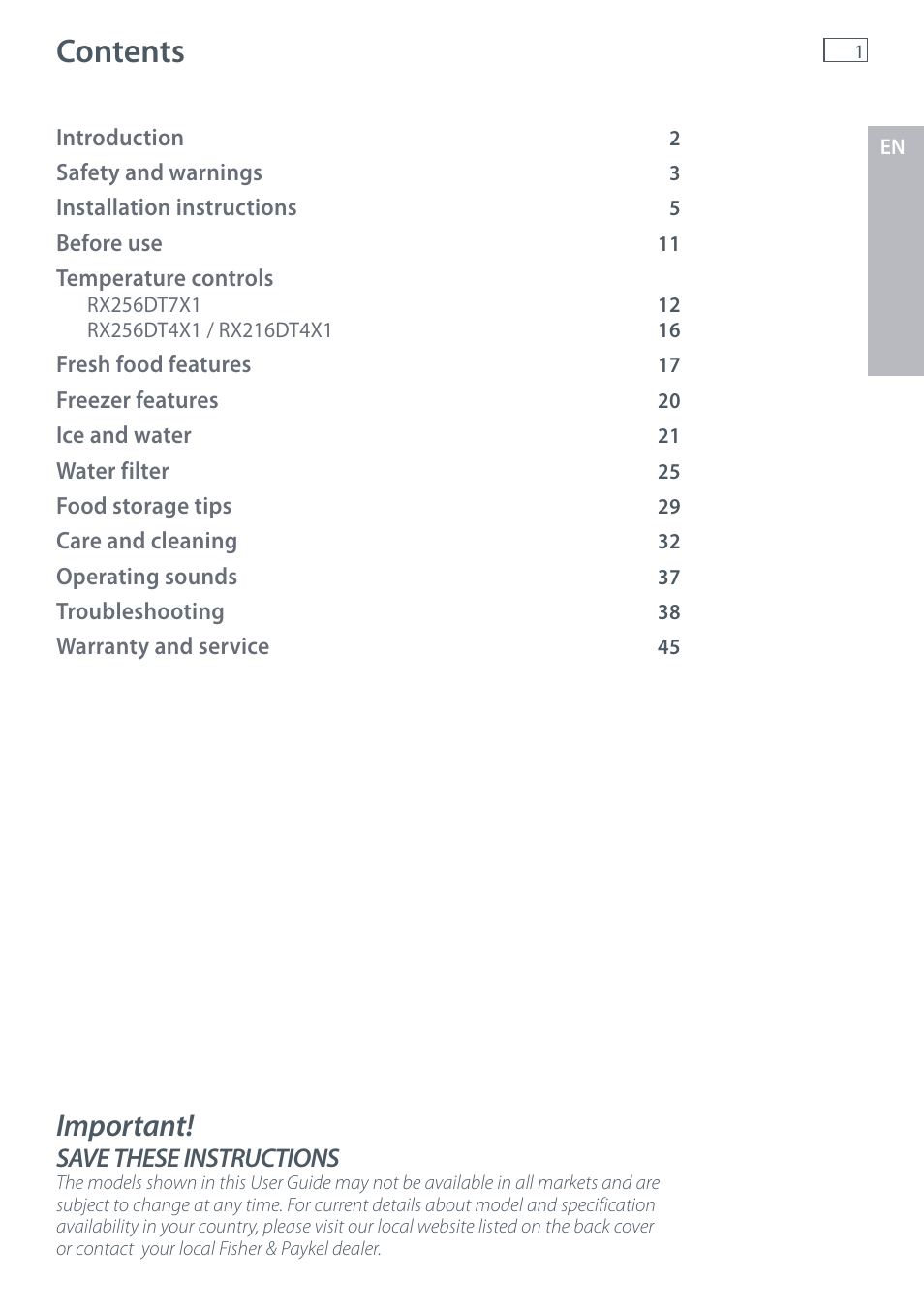 Fisher & Paykel RX256 User Manual | Page 3 / 148