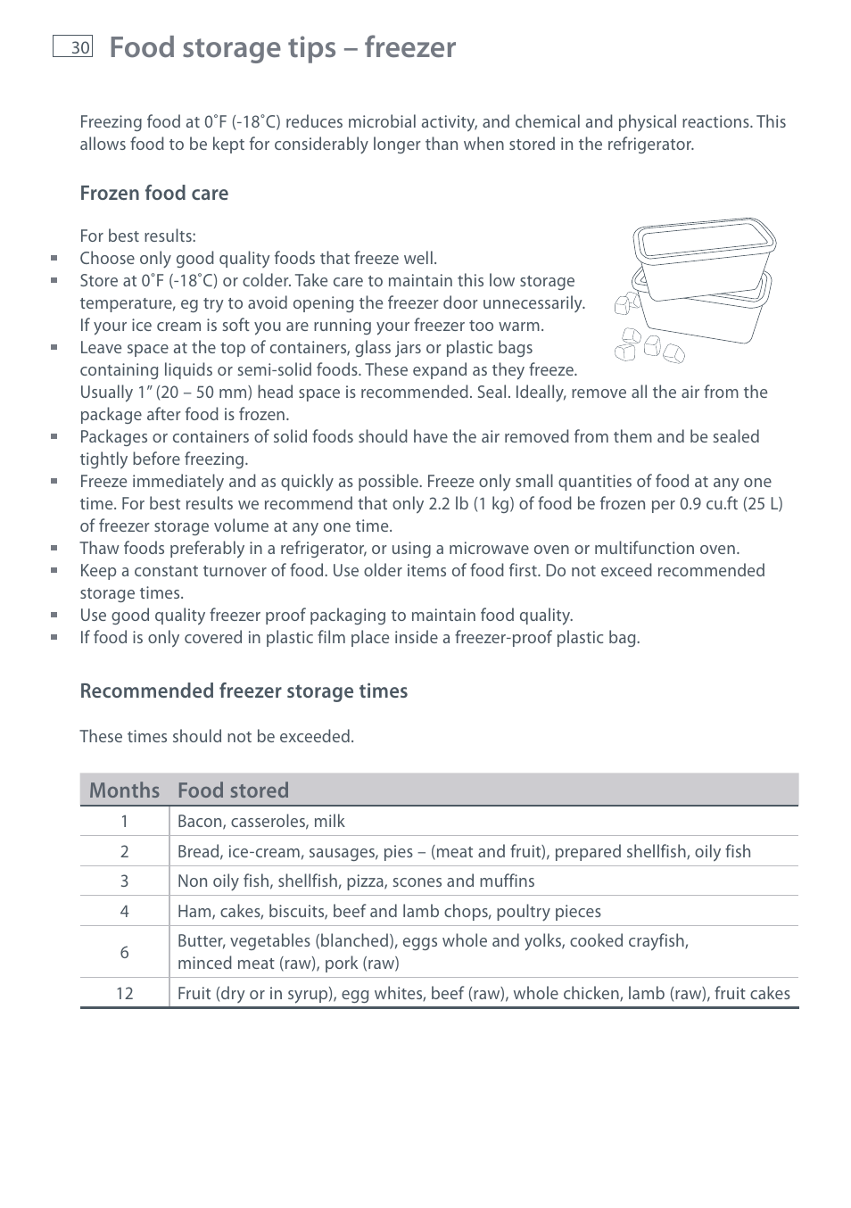 Food storage tips – freezer | Fisher & Paykel RX256 User Manual | Page 32 / 148