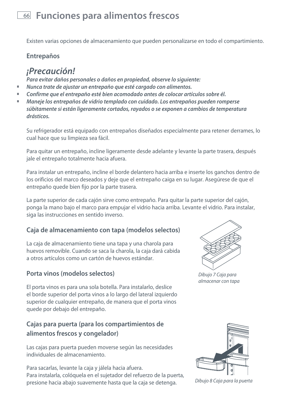 Funciones para alimentos frescos, Precaución | Fisher & Paykel RX256 User Manual | Page 68 / 148