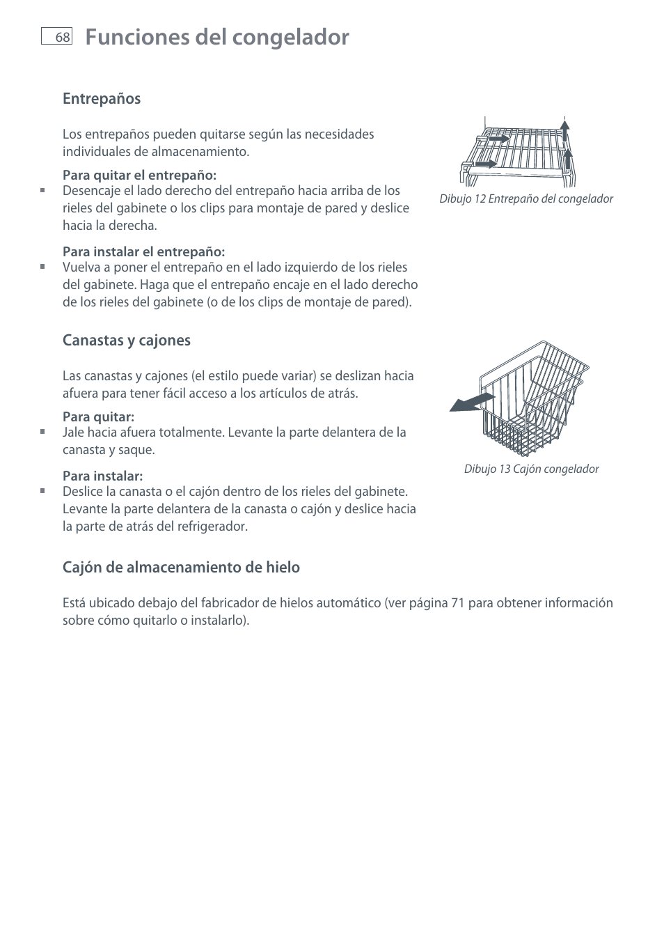 Funciones del congelador | Fisher & Paykel RX256 User Manual | Page 70 / 148