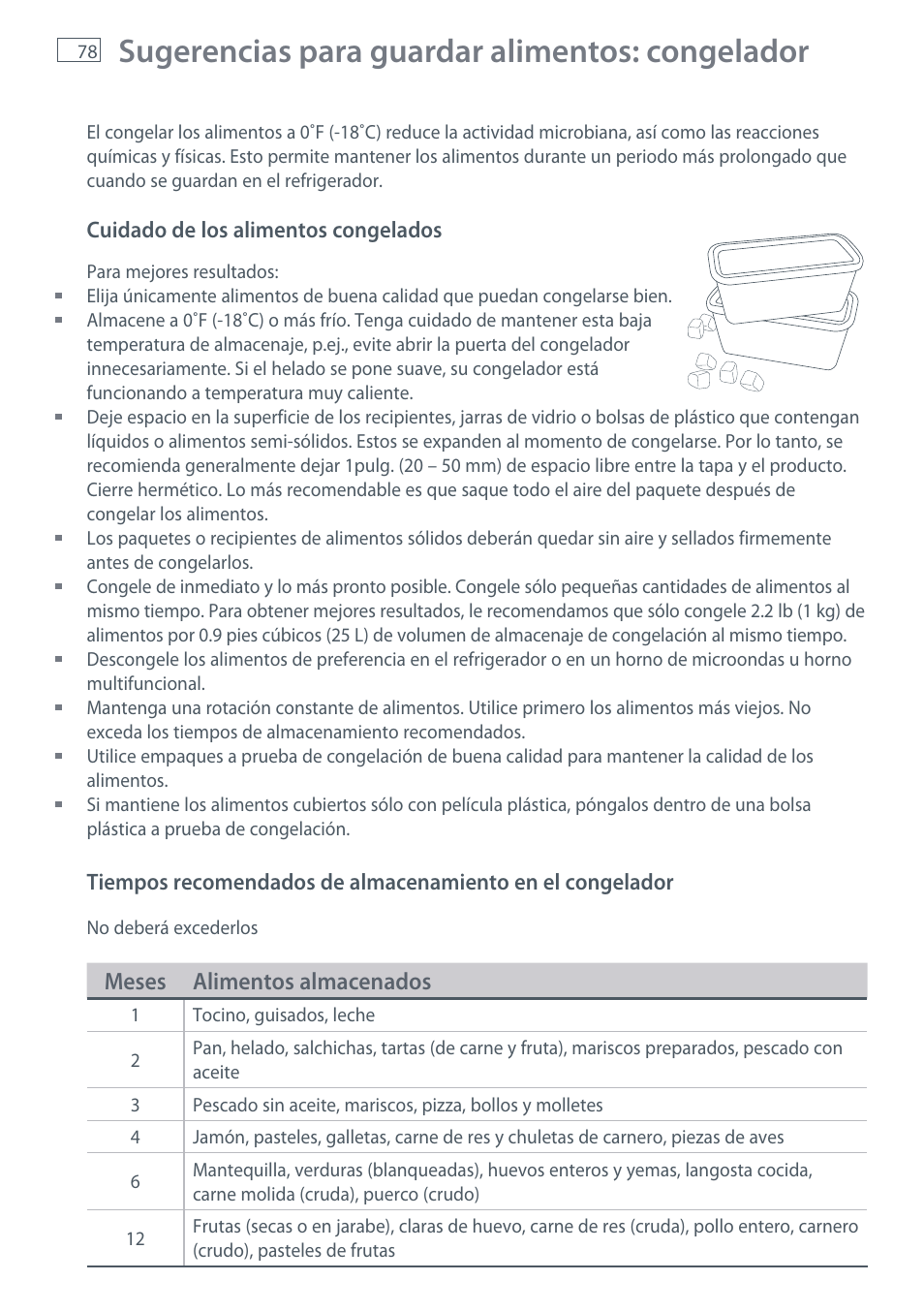 Sugerencias para guardar alimentos: congelador | Fisher & Paykel RX256 User Manual | Page 80 / 148