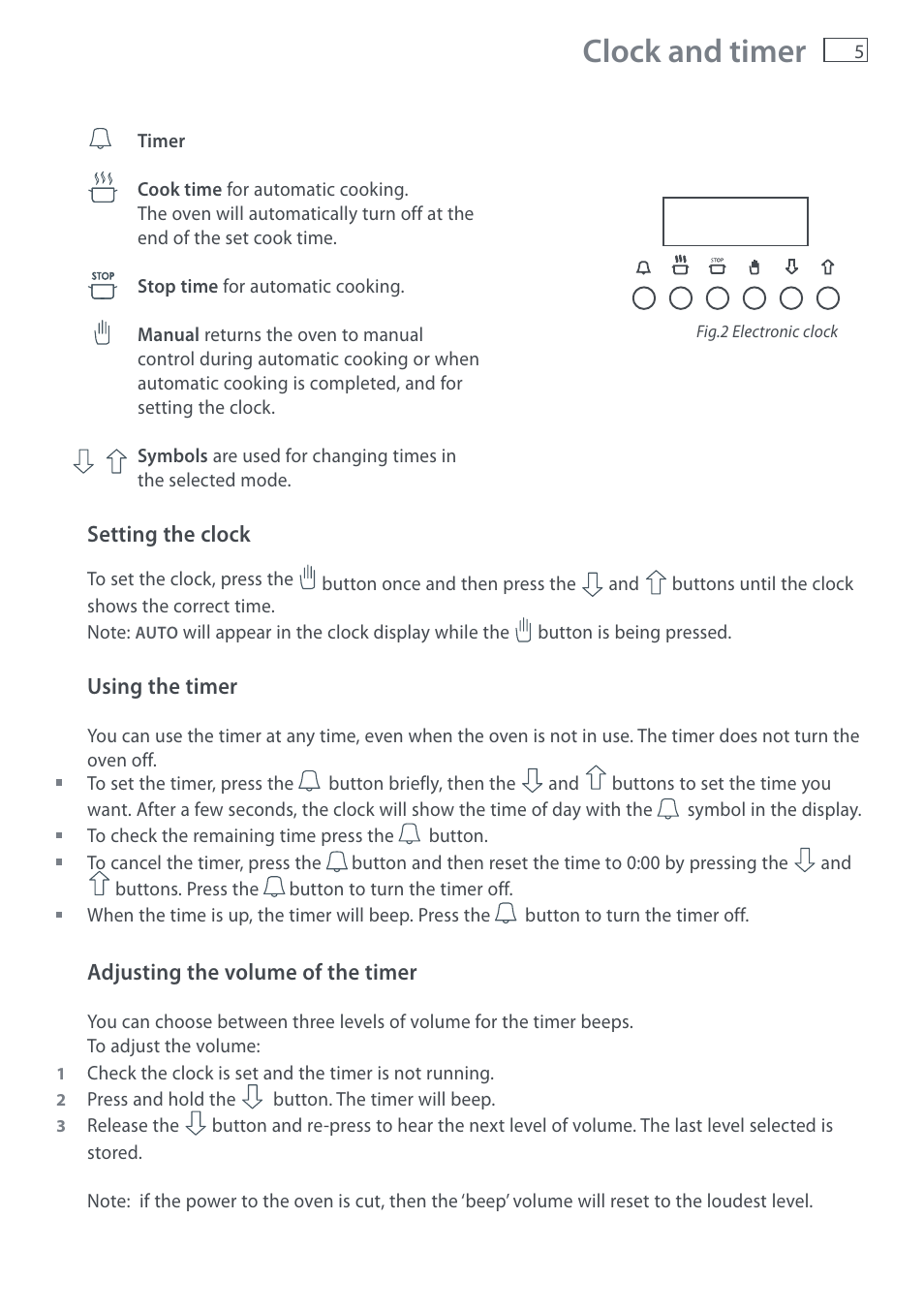 Clock and timer | Fisher & Paykel DI1203 User Manual | Page 7 / 36