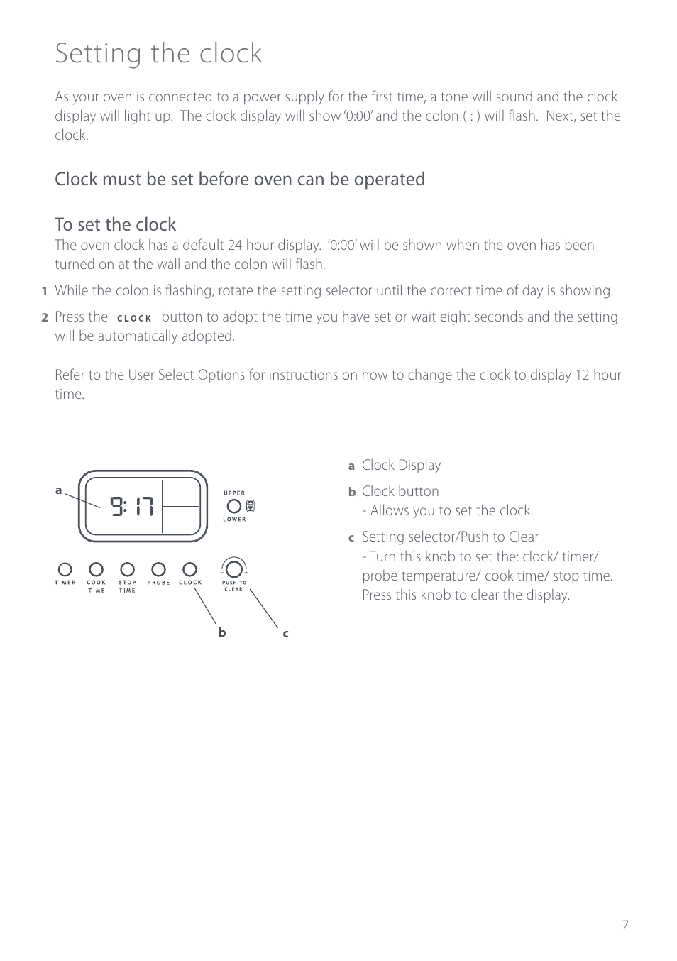 Setting the clock | Fisher & Paykel Aerotech OD302 User Manual | Page 9 / 48