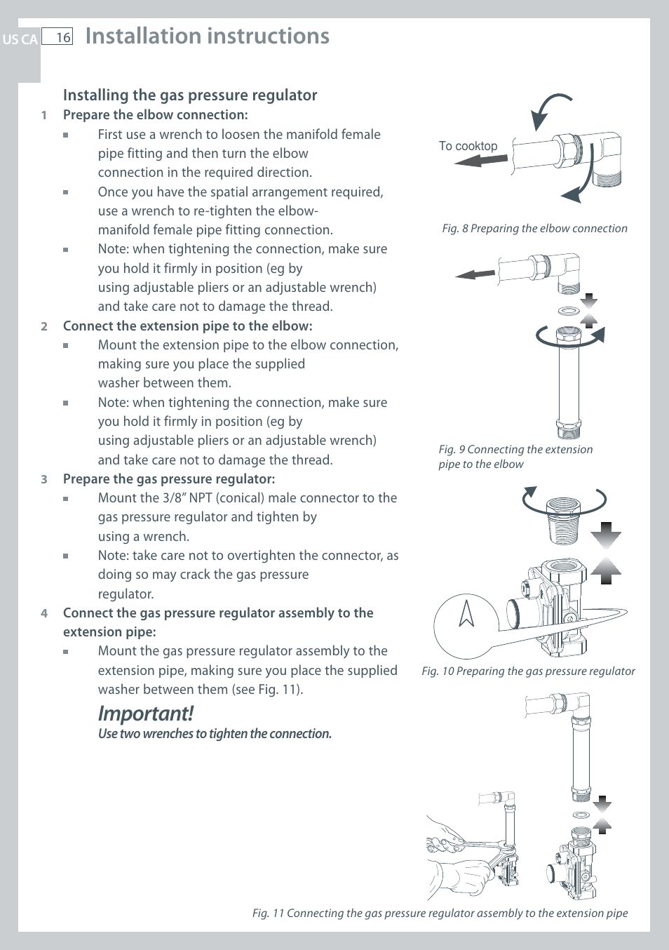 Installation instructions, Important | Fisher & Paykel CG122 User Manual | Page 18 / 96