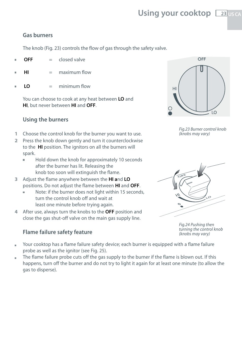 Using your cooktop | Fisher & Paykel CG122 User Manual | Page 25 / 96