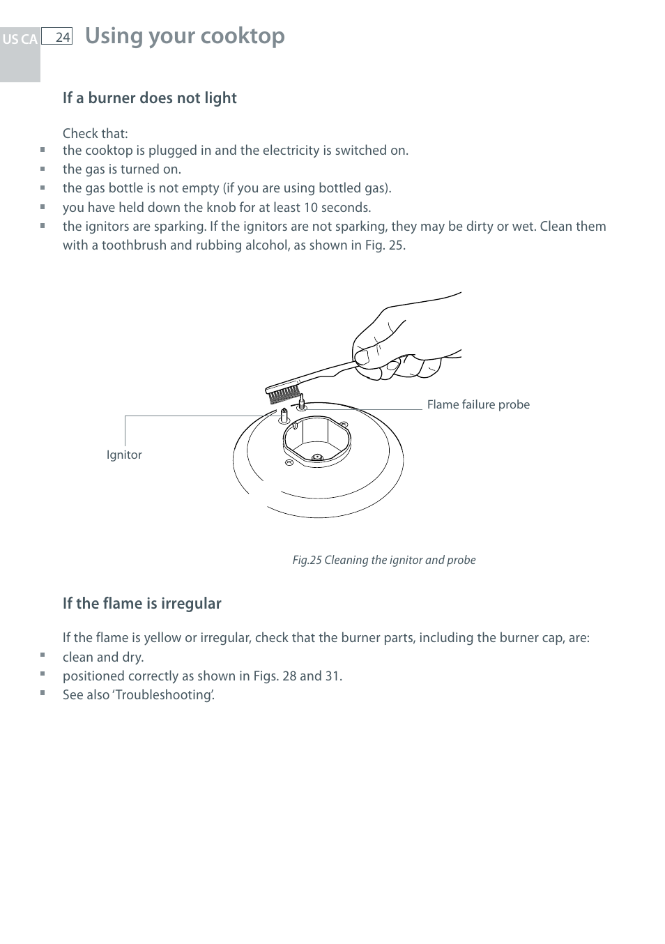 Using your cooktop | Fisher & Paykel CG122 User Manual | Page 26 / 96