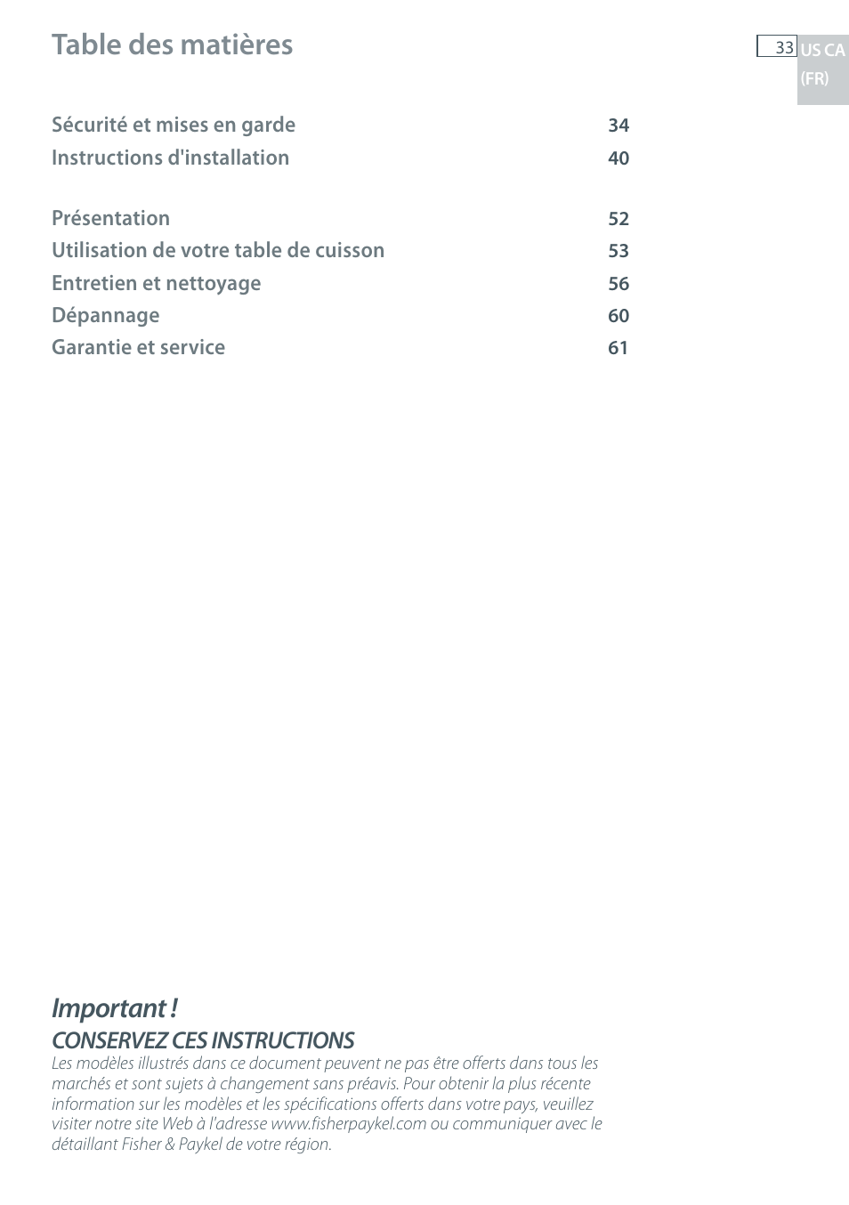 Fisher & Paykel CG122 User Manual | Page 35 / 96
