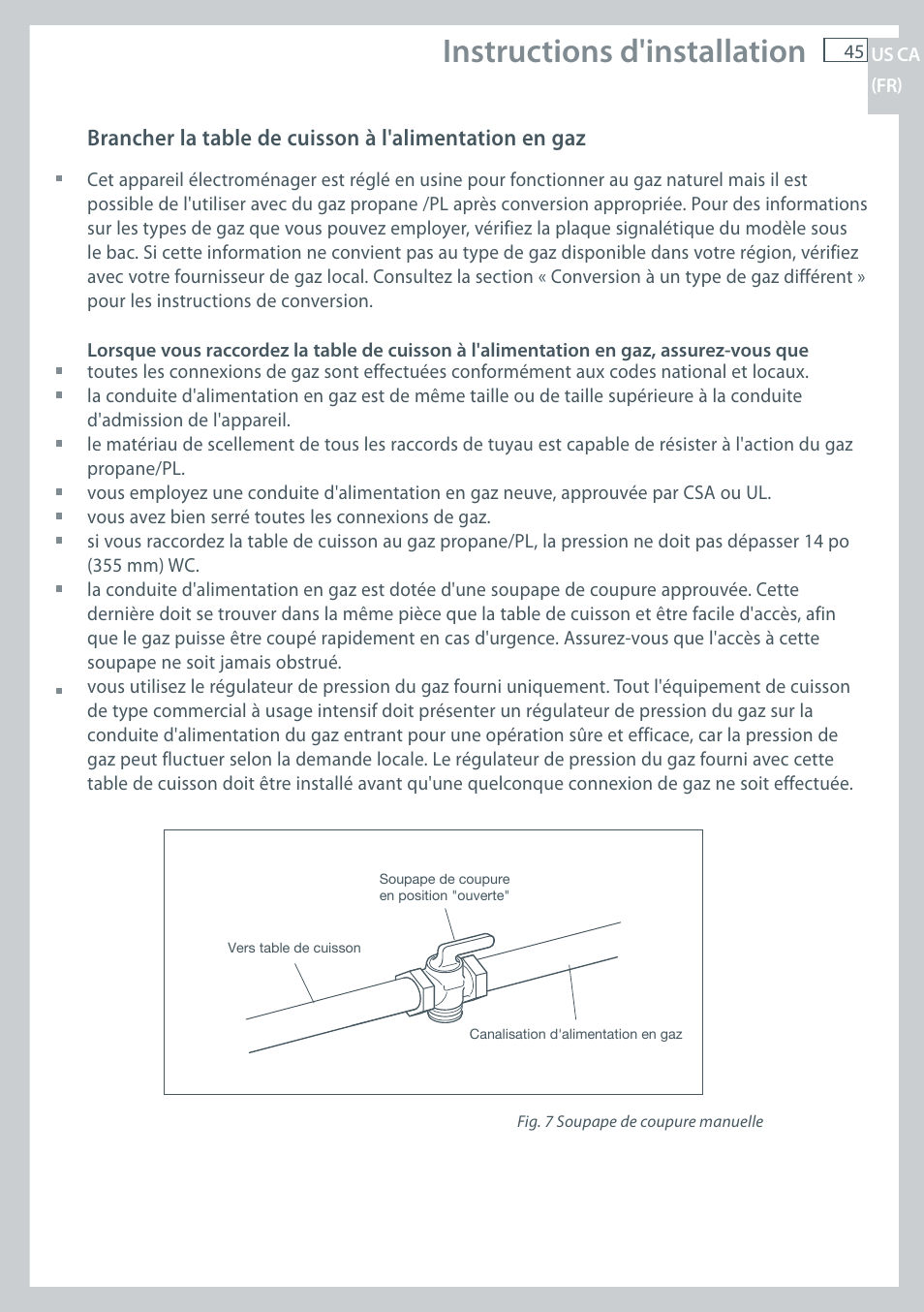 Instructions d'installation | Fisher & Paykel CG122 User Manual | Page 47 / 96