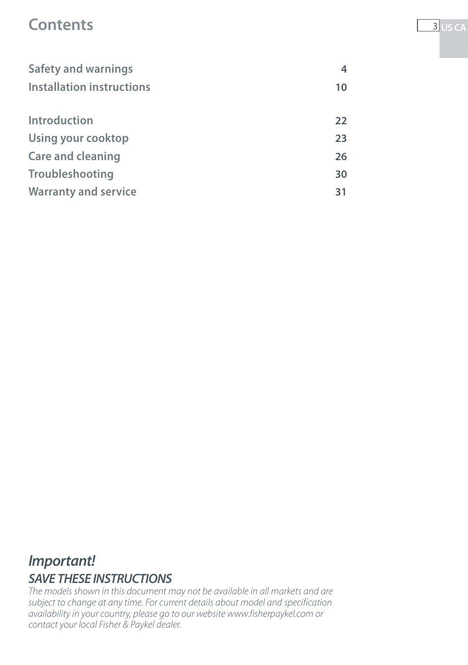 Fisher & Paykel CG122 User Manual | Page 5 / 96
