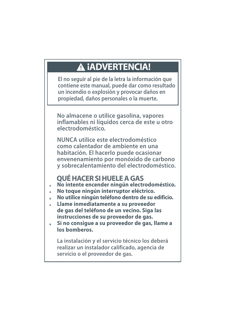 Advertencia, Qué hacer si huele a gas | Fisher & Paykel CG122 User Manual | Page 64 / 96