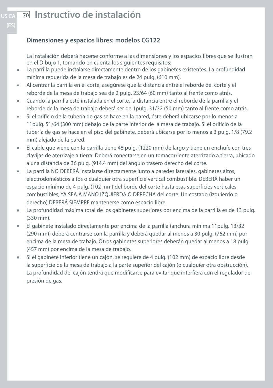 Instructivo de instalación | Fisher & Paykel CG122 User Manual | Page 72 / 96