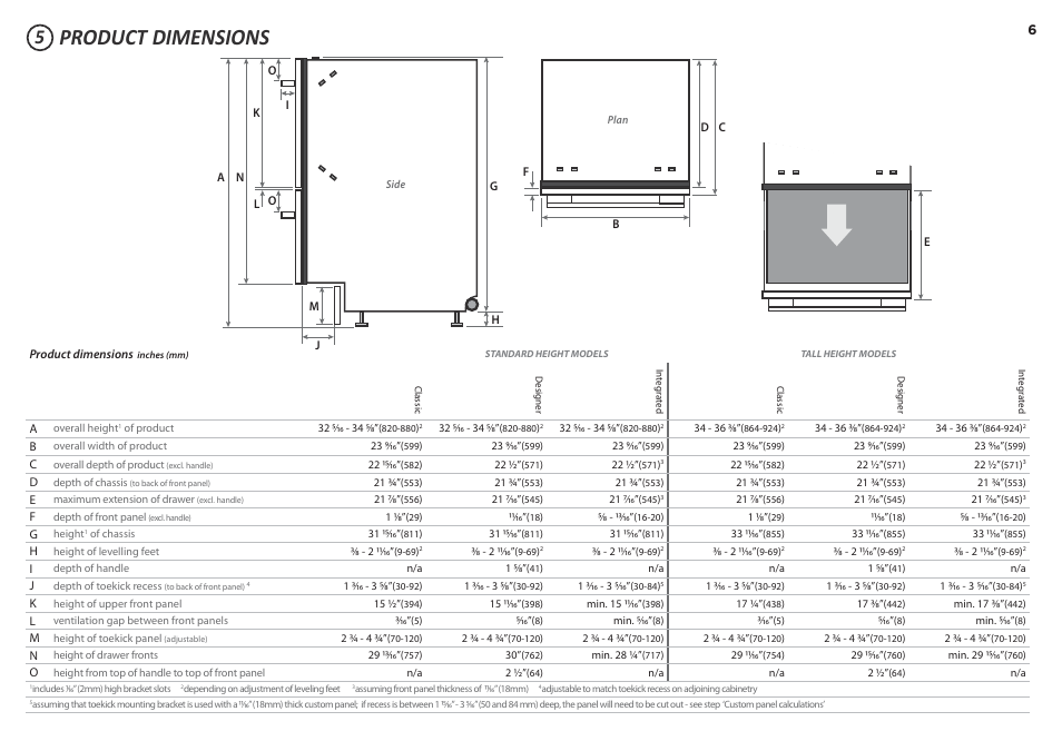 Product dimensions | Fisher & Paykel DD24DCX7 User Manual | Page 6 / 21