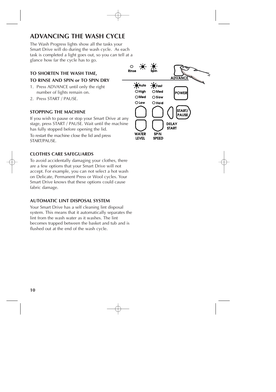 Advancing the wash cycle | Fisher & Paykel Smart Drive GWLO8 User Manual | Page 12 / 40