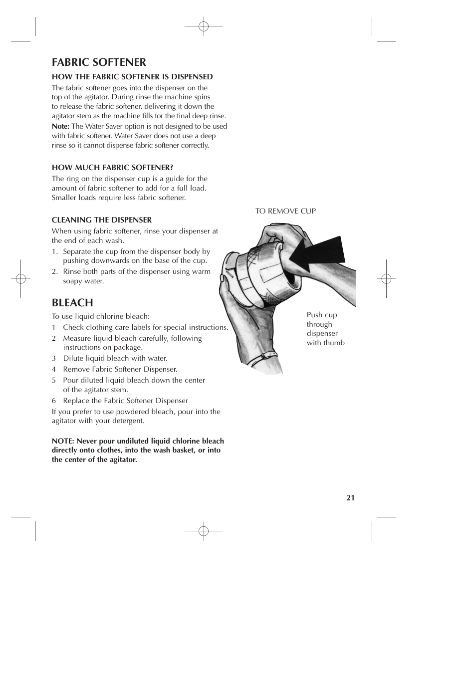 Fabric softener, Bleach | Fisher & Paykel Smart Drive GWLO8 User Manual | Page 23 / 40