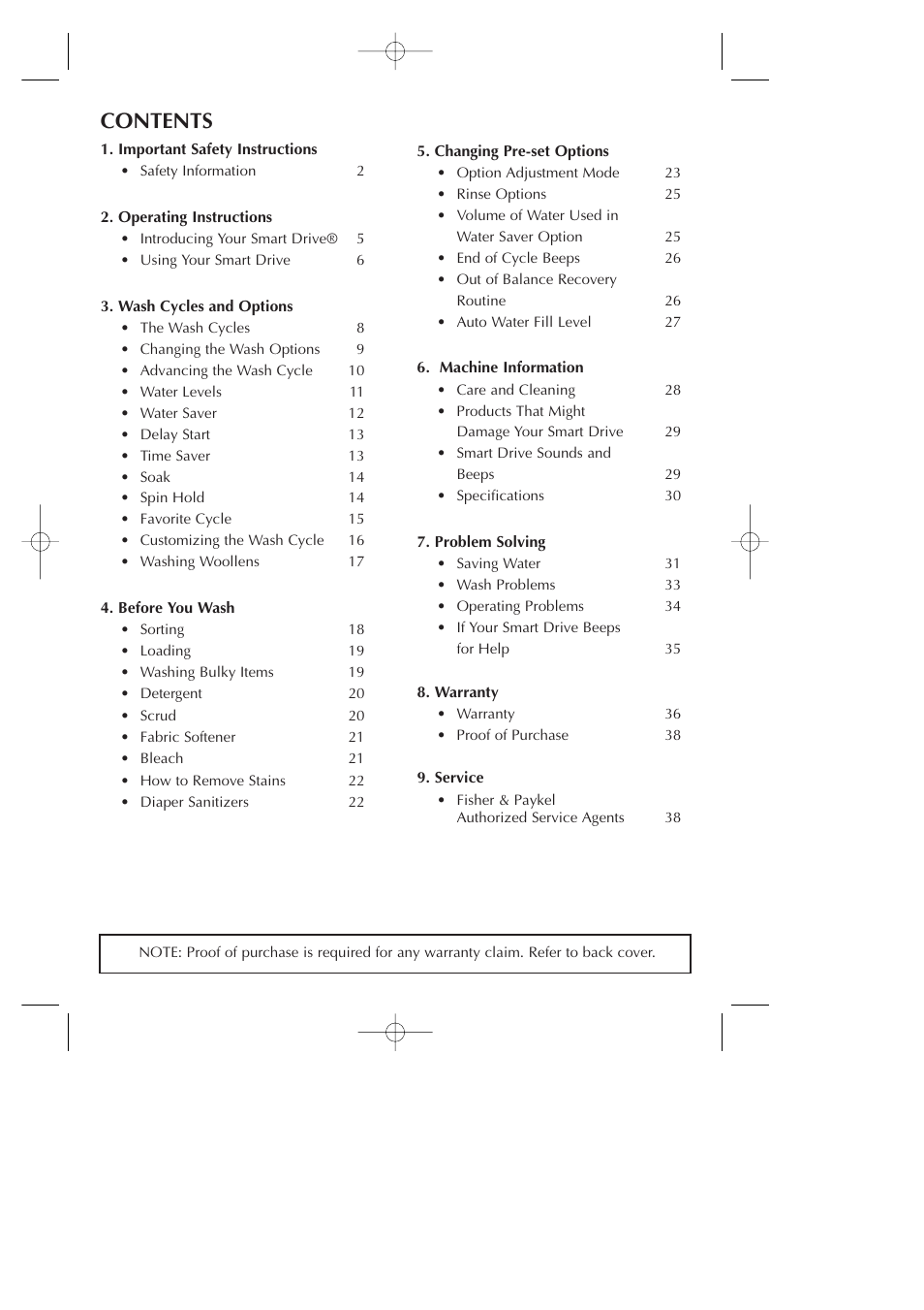 Fisher & Paykel Smart Drive GWLO8 User Manual | Page 3 / 40