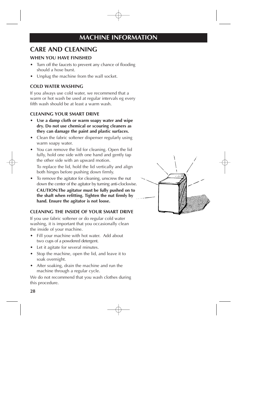 Machine information care and cleaning, Machine information | Fisher & Paykel Smart Drive GWLO8 User Manual | Page 30 / 40