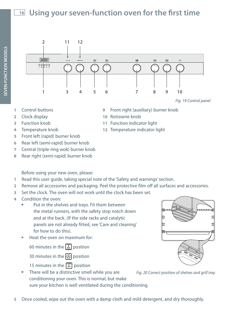Using your seven-function oven for the fi rst time | Fisher & Paykel OR90 User Manual | Page 18 / 44