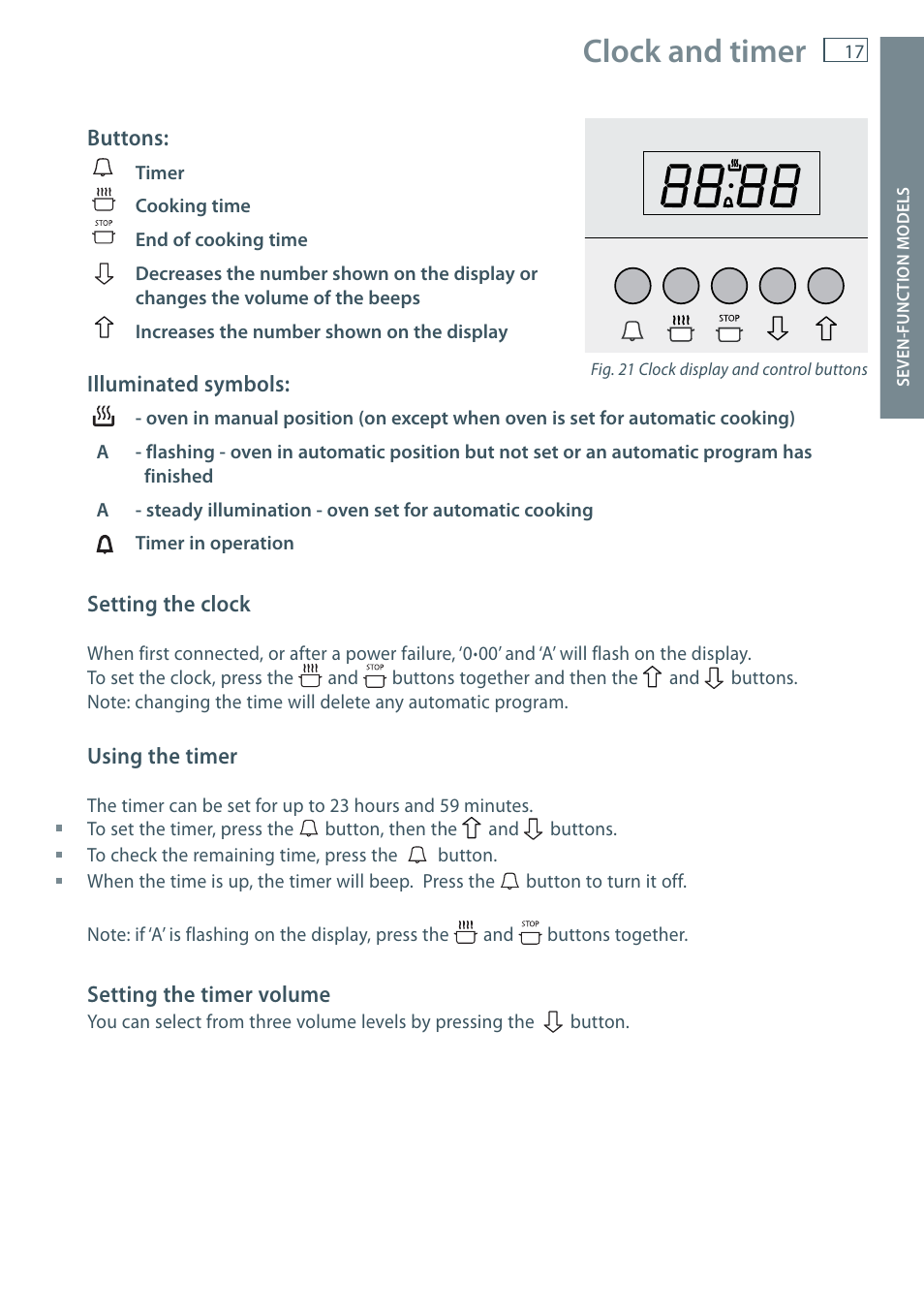 Clock and timer | Fisher & Paykel OR90 User Manual | Page 19 / 44