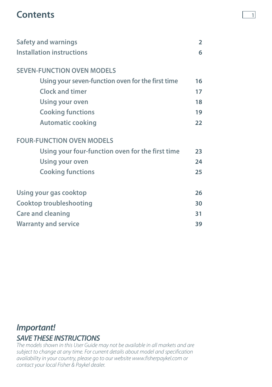 Fisher & Paykel OR90 User Manual | Page 3 / 44