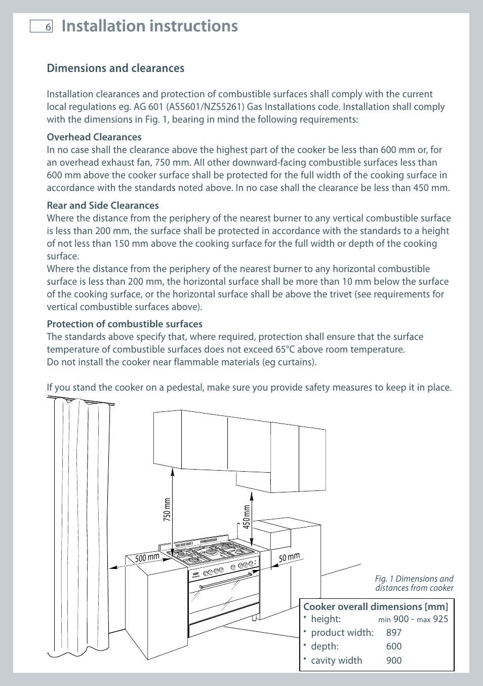 Installation instructions | Fisher & Paykel OR90 User Manual | Page 8 / 44