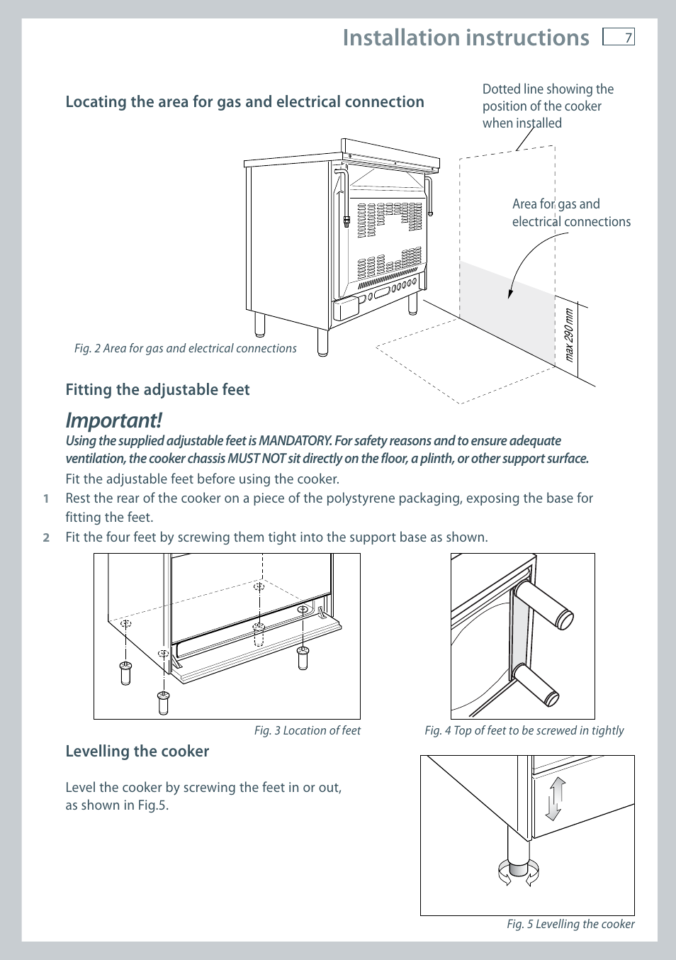 Installation instructions, Important | Fisher & Paykel OR90 User Manual | Page 9 / 44