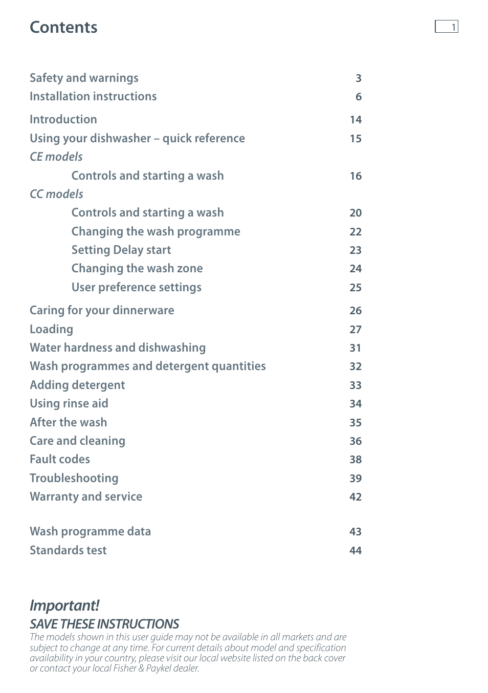 Fisher & Paykel DW60CE User Manual | Page 3 / 48