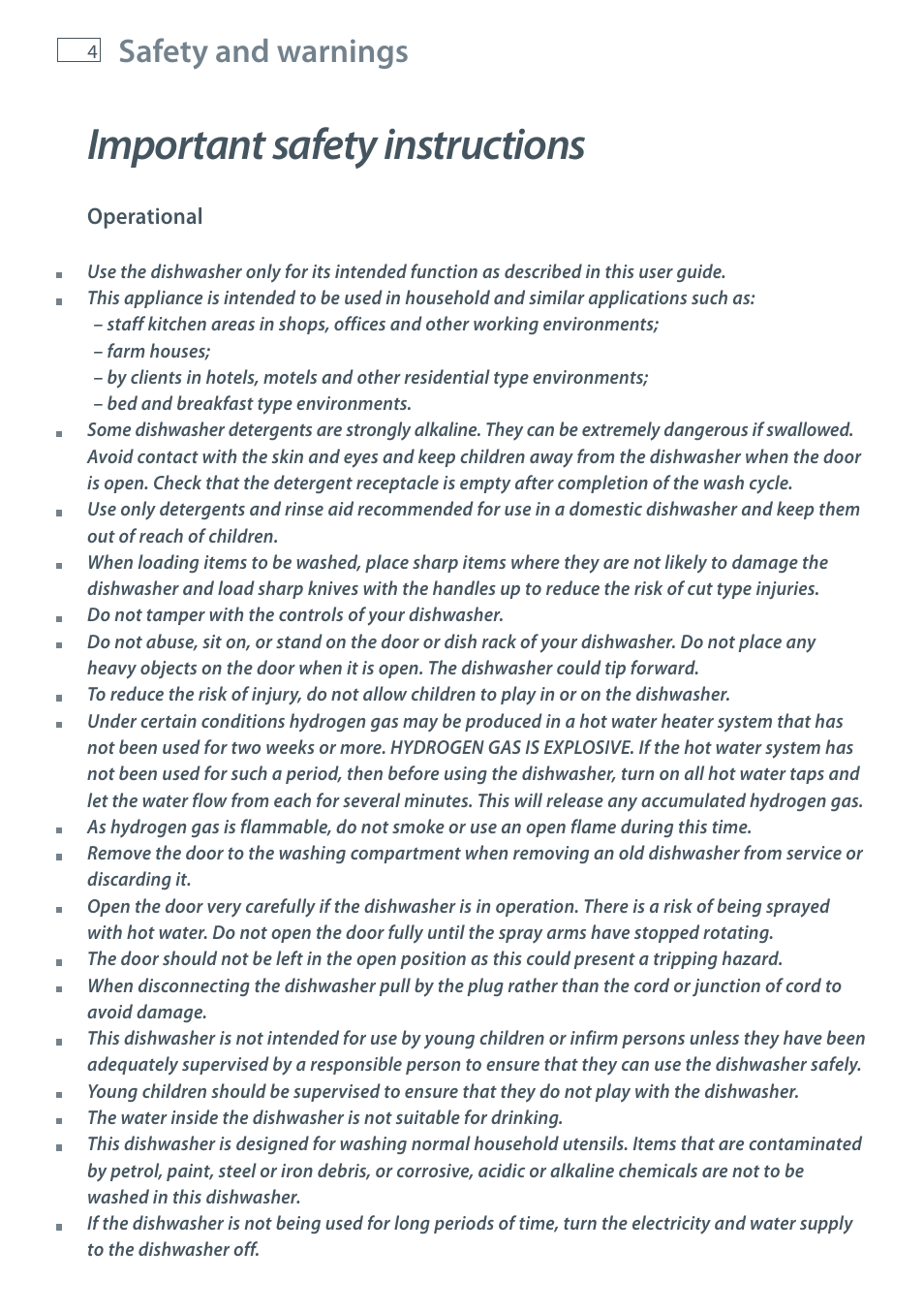 Important safety instructions, Safety and warnings | Fisher & Paykel DW60CE User Manual | Page 6 / 48