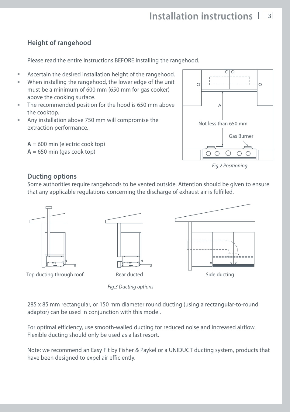 Installation instructions | Fisher & Paykel HS60CSRX1 User Manual | Page 5 / 12