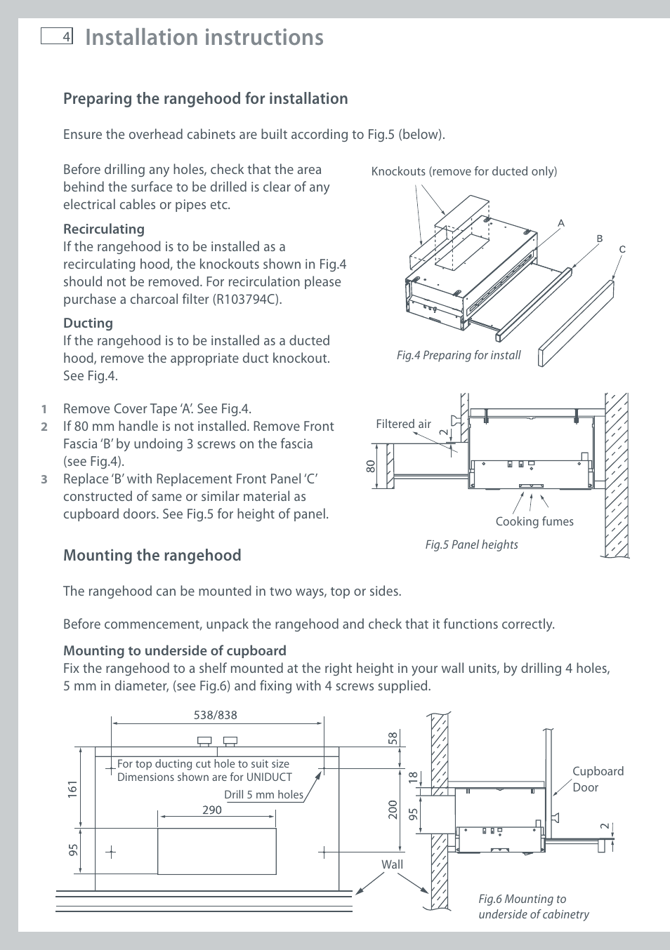 Installation instructions | Fisher & Paykel HS60CSRX1 User Manual | Page 6 / 12