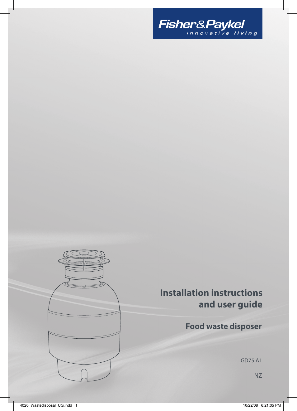 Fisher & Paykel GD75IA1 User Manual | 16 pages