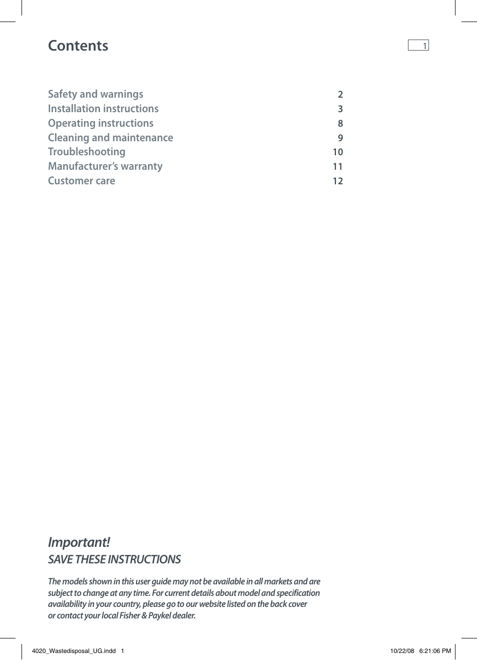 Fisher & Paykel GD75IA1 User Manual | Page 3 / 16