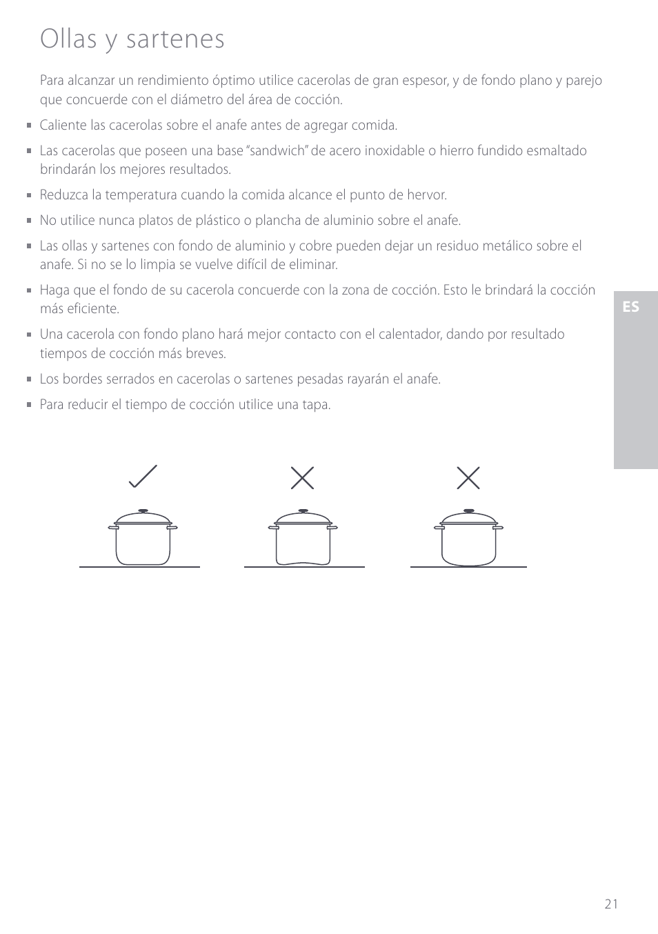 Ollas y sartenes | Fisher & Paykel CE901 User Manual | Page 23 / 48