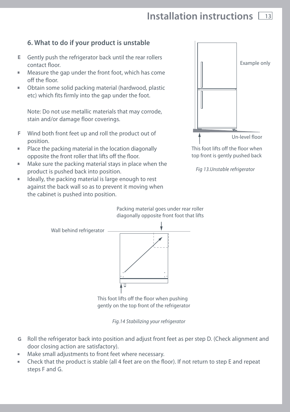 Installation instructions | Fisher & Paykel RF610A User Manual | Page 15 / 52