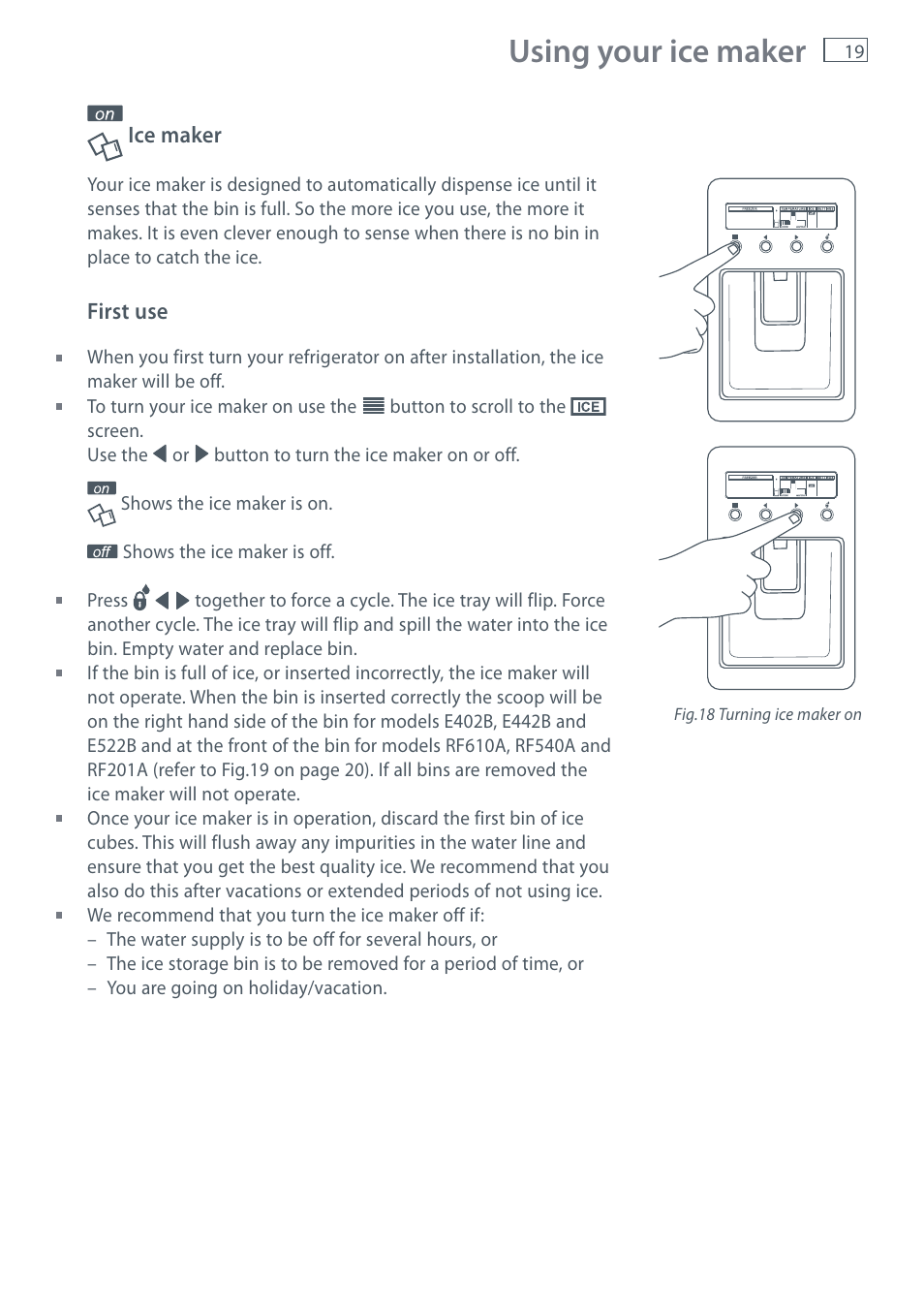 Using your ice maker | Fisher & Paykel RF610A User Manual | Page 21 / 52