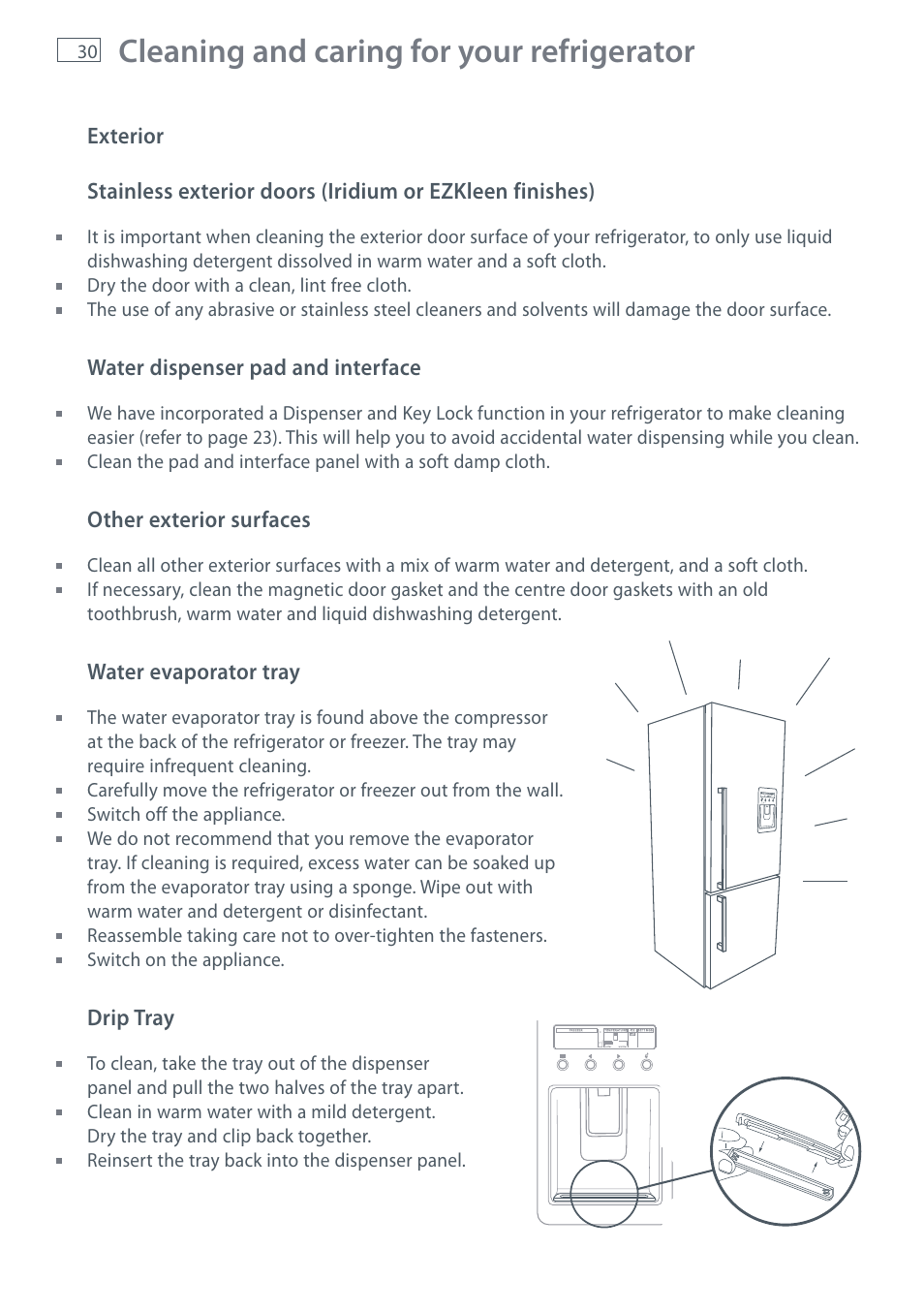 Cleaning and caring for your refrigerator | Fisher & Paykel RF610A User Manual | Page 32 / 52