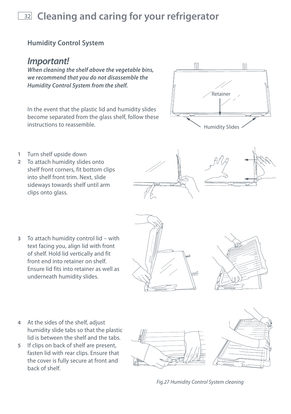Cleaning and caring for your refrigerator, Important | Fisher & Paykel RF610A User Manual | Page 34 / 52