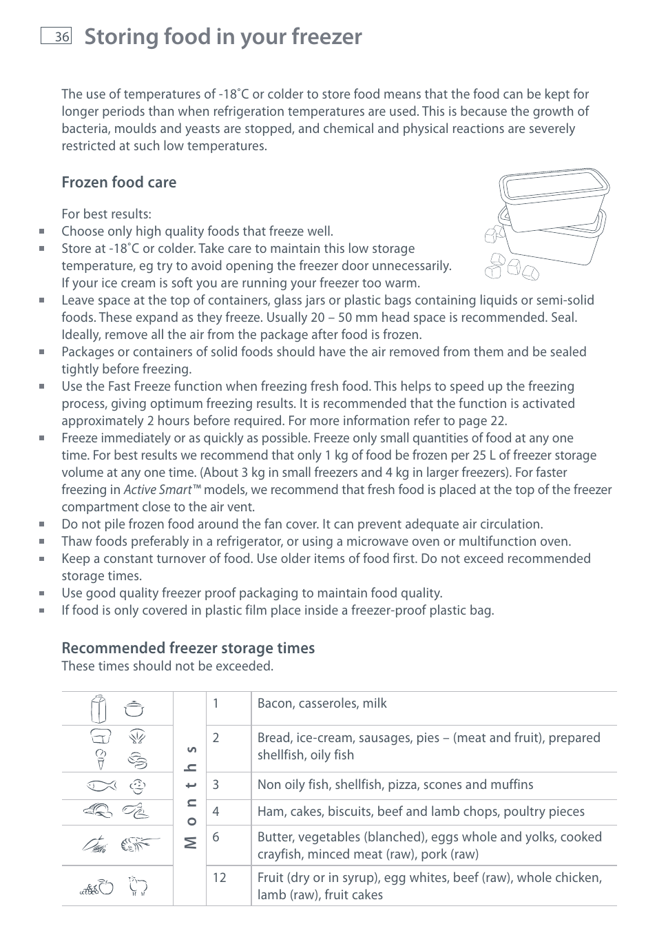 Storing food in your freezer | Fisher & Paykel RF610A User Manual | Page 38 / 52