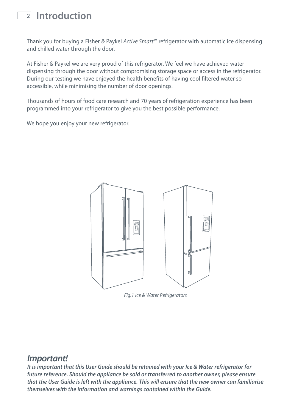 Introduction, Important | Fisher & Paykel RF610A User Manual | Page 4 / 52