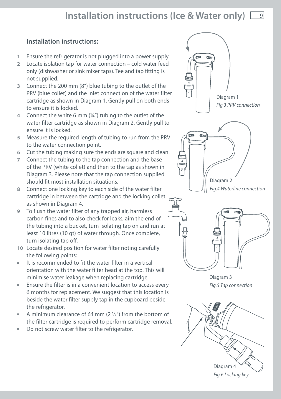 Installation instructions (ice & water only), Installation instructions | Fisher & Paykel E411T User Manual | Page 11 / 52