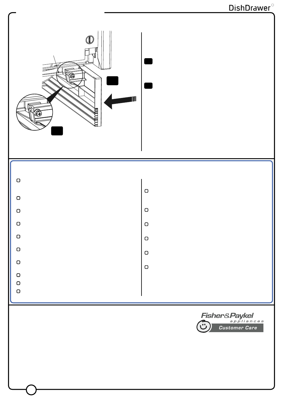 Step 11, Step 13, Step 12 | Installation instructions, Fitting the toe kick to the product, Customer care 12 important, Final checklist | Fisher & Paykel V3 DS603 User Manual | Page 12 / 12