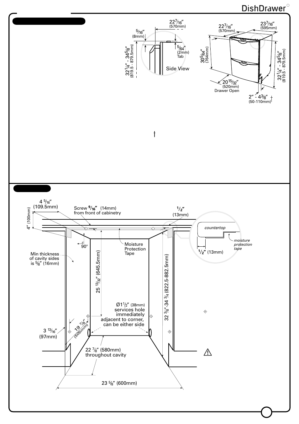 Double models, Services specifications, The cavity | Warning | Fisher & Paykel V3 DS603 User Manual | Page 3 / 12