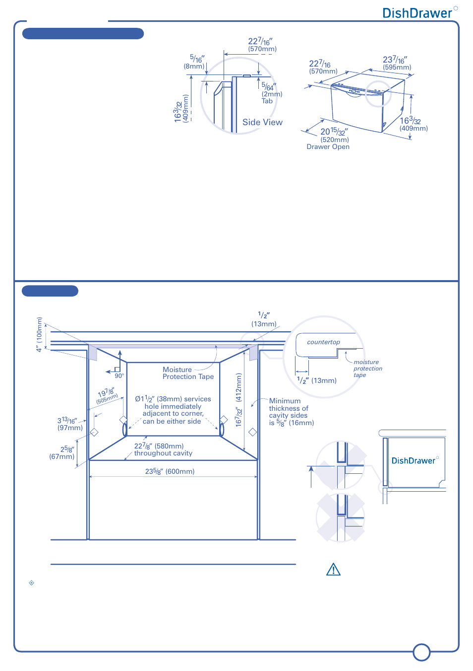 Single models, Services specifications, The cavity | Warning, Important | Fisher & Paykel V3 DS603 User Manual | Page 5 / 12