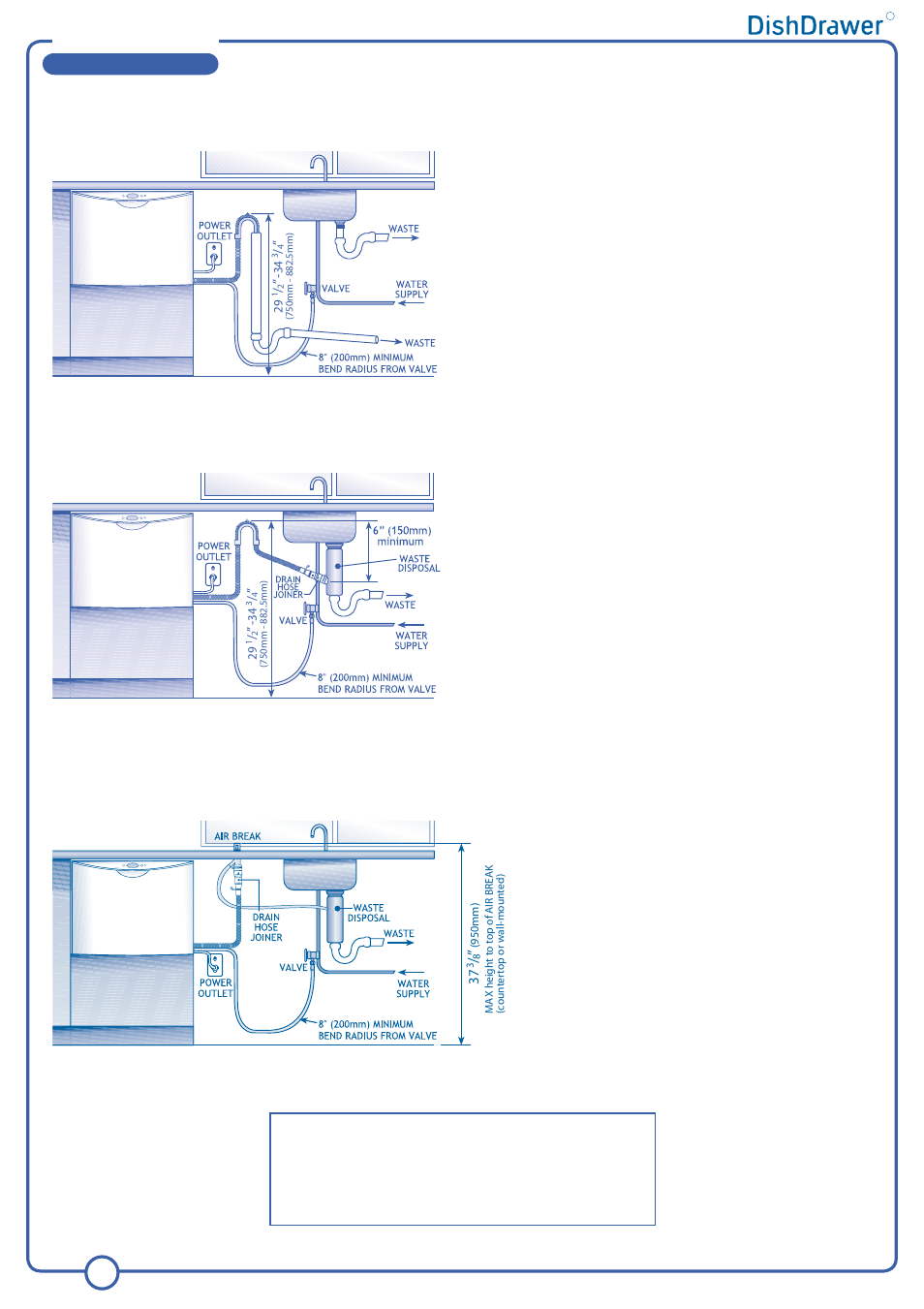 Single models, 6plumbing options | Fisher & Paykel V3 DS603 User Manual | Page 6 / 12