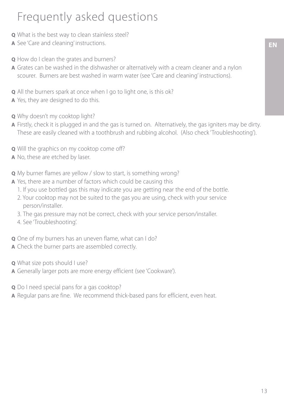 Frequently asked questions | Fisher & Paykel GC912 User Manual | Page 15 / 52