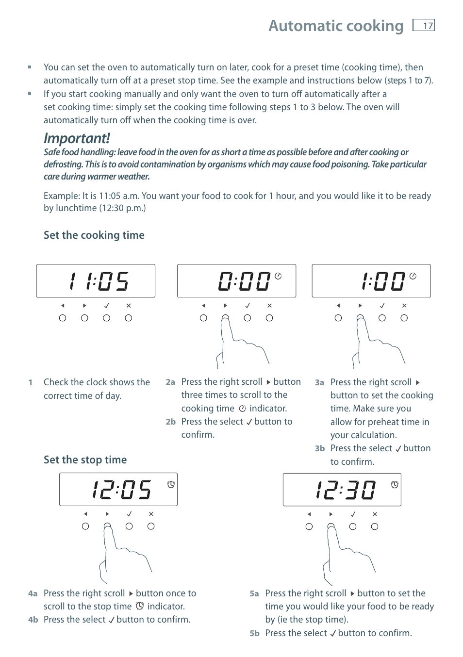 Automatic cooking, Important | Fisher & Paykel OB60S9DE User Manual | Page 19 / 44